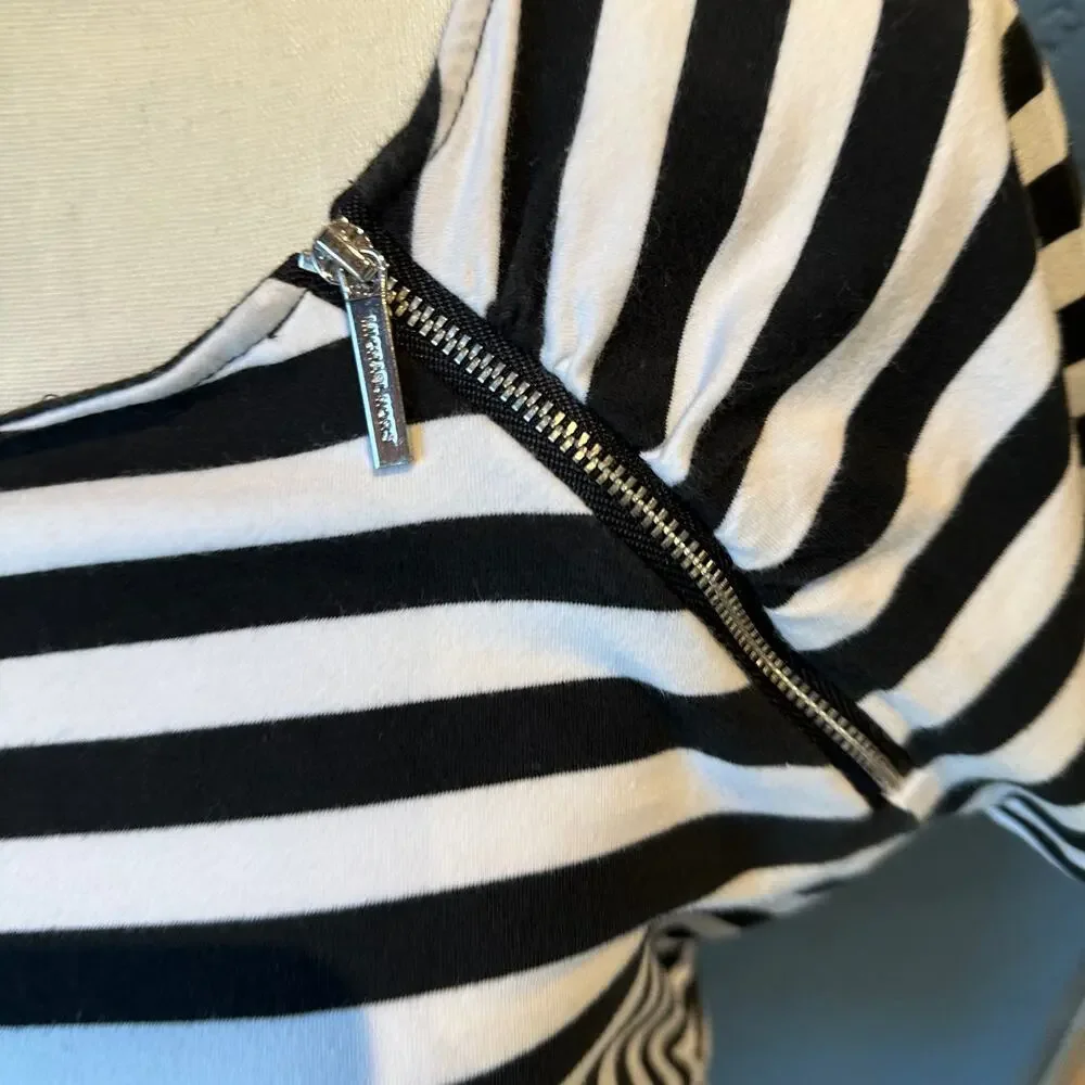 Michael Kors Large Short Sleeved Striped Top Side Ruching Nautical Coastal